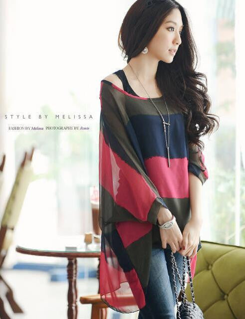 Women Dresses Fashion Batwing Sleeve Summer Dress Womens Chiffon Dresses Long Tops