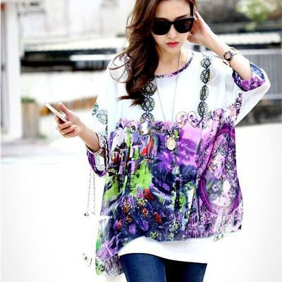 Women Dresses Fashion Batwing Sleeve Summer Dress Womens Chiffon Dresses Long Tops