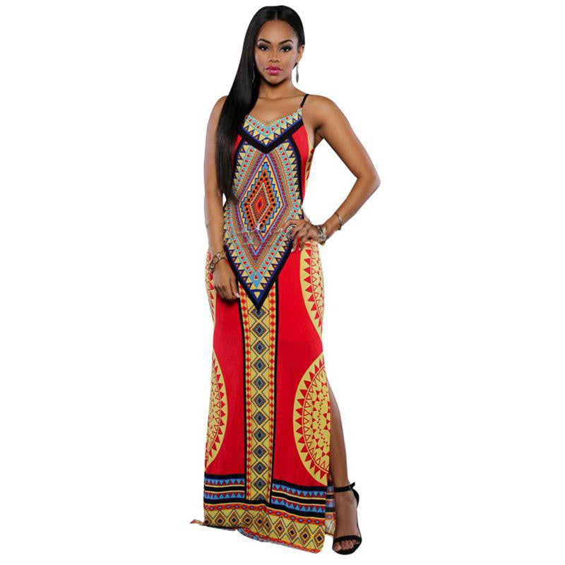 Women Summer Maxi Dress Bodycon Party Dresses Plus Size Vestidos Sundress Backless Bandage Dashiki Boho Long Dress