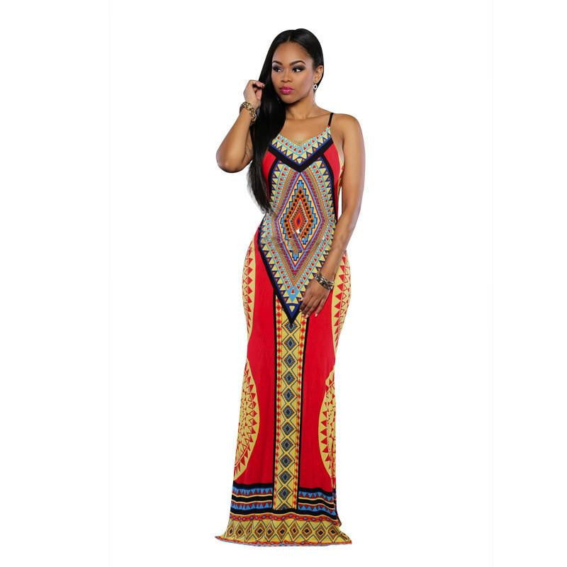 Women Summer Maxi Dress Bodycon Party Dresses Plus Size Vestidos Sundress Backless Bandage Dashiki Boho Long Dress
