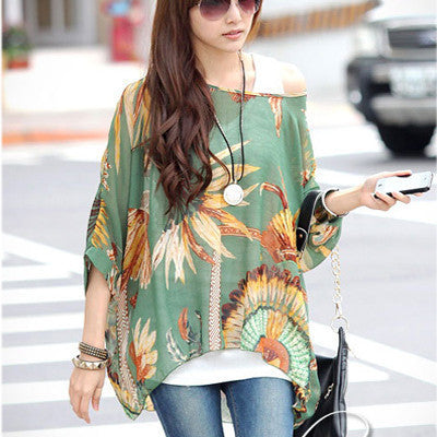 Online discount shop Australia - Boho Style Women Chiffon Blouse Floral Print Tops Shirt for Women Clothing 4XL Chiffon Shirts