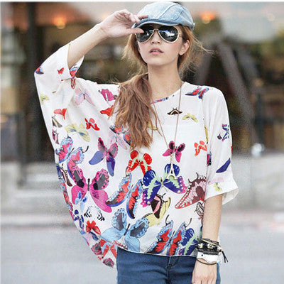 Online discount shop Australia - Boho Style Women Chiffon Blouse Floral Print Tops Shirt for Women Clothing 4XL Chiffon Shirts