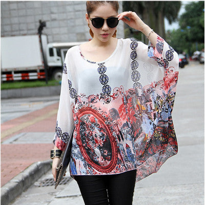 Online discount shop Australia - Boho Style Women Chiffon Blouse Floral Print Tops Shirt for Women Clothing 4XL Chiffon Shirts