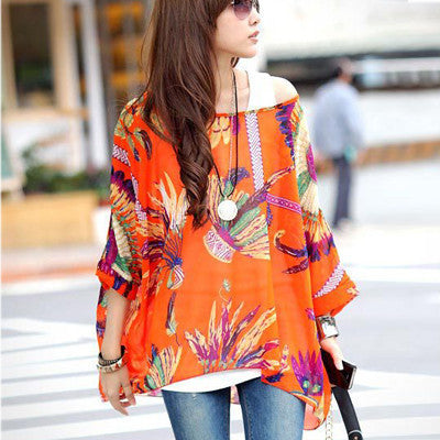 Online discount shop Australia - Chiffon Tops Novelty Ladies Floral Print Casual Loose Blouses Shirts Plus Size 4XL 5XL 6XL Women's Tops Blouses