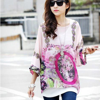 Online discount shop Australia - Chiffon Tops Novelty Ladies Floral Print Casual Loose Blouses Shirts Plus Size 4XL 5XL 6XL Women's Tops Blouses