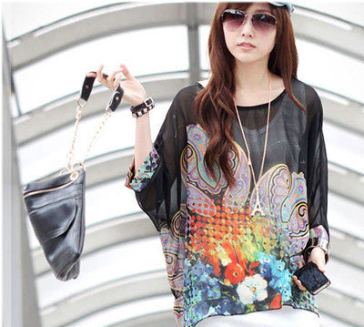 Online discount shop Australia - Chiffon Tops Novelty Ladies Floral Print Casual Loose Blouses Shirts Plus Size 4XL 5XL 6XL Women's Tops Blouses