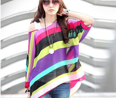 Novelty Women Casual Shirts Tops Plus Size 4XL 5XL 6XL Women's Batwing Chiffon Blouses