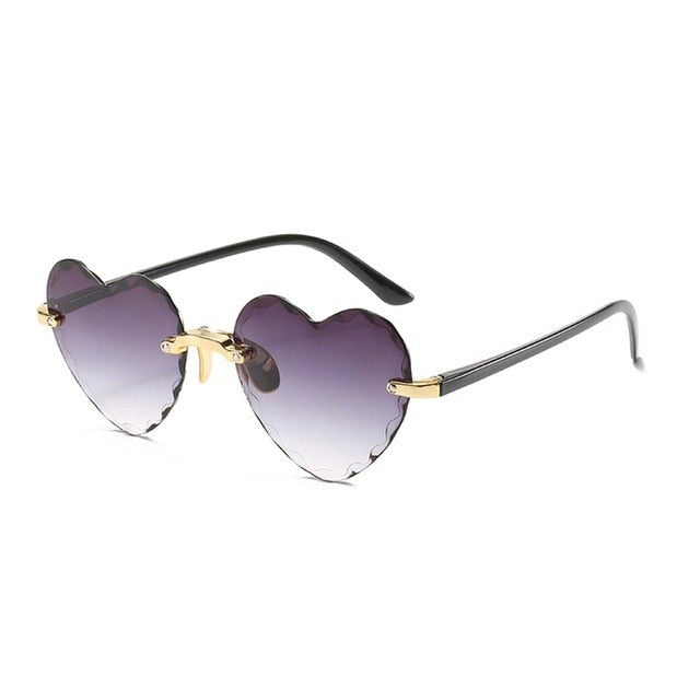 Heart Shape Women Sunglasses Brand Designer Lovely Rimless Sun Glasses For Female Vintage Pink Ladies Shades