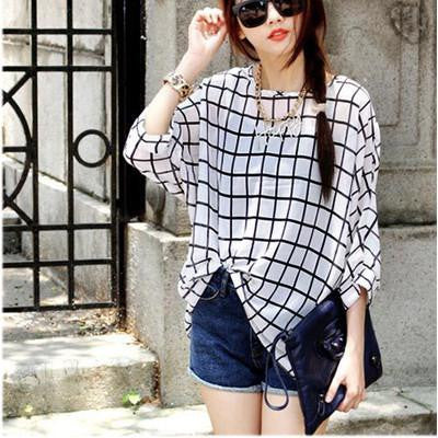 Women Chiffon Blouse Shirt European Style Casual Blouses For Big Women