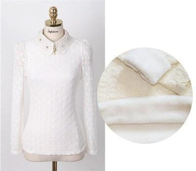Women Lace Blouses Elegant White Long Sleeve chiffon Blouse Women Shirt