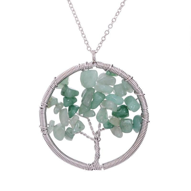 Tree of Life Necklace 7 Chakra Stone Beads Natural Citrine Amethyst Amethyst Necklace Leather Chains Women Christmas Gifts