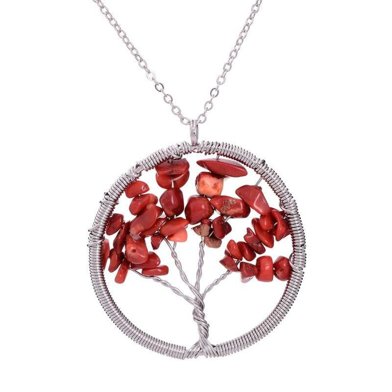 Tree of Life Necklace 7 Chakra Stone Beads Natural Citrine Amethyst Amethyst Necklace Leather Chains Women Christmas Gifts