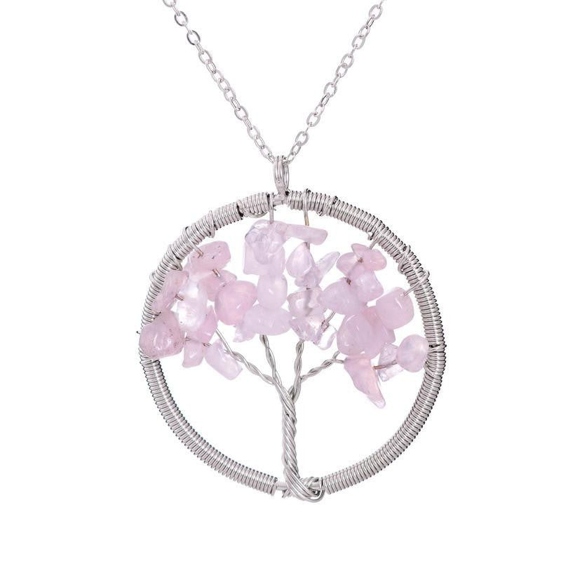 Tree of Life Necklace 7 Chakra Stone Beads Natural Citrine Amethyst Amethyst Necklace Leather Chains Women Christmas Gifts
