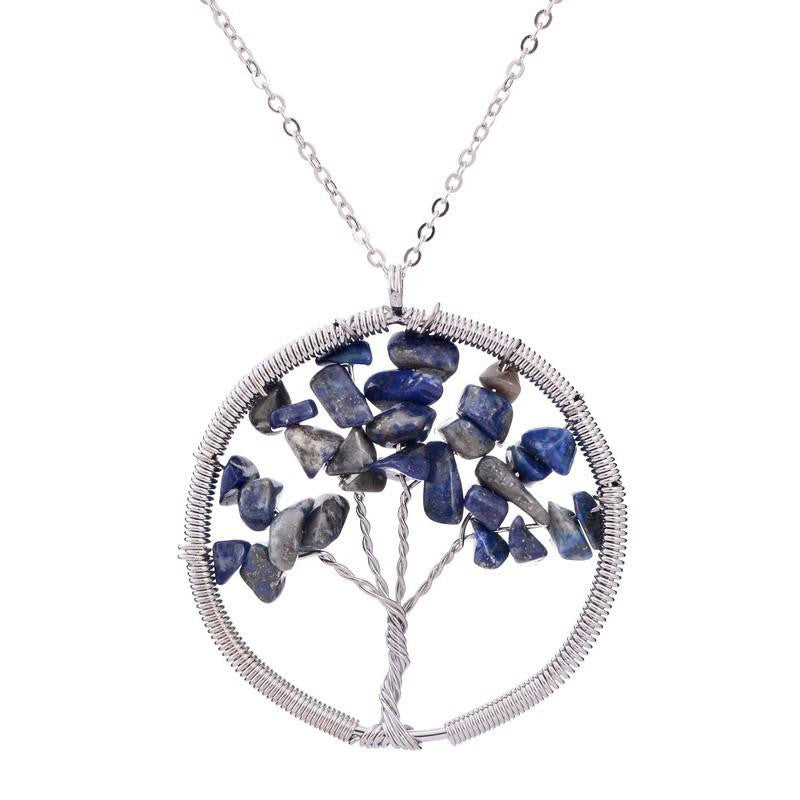 Tree of Life Necklace 7 Chakra Stone Beads Natural Citrine Amethyst Amethyst Necklace Leather Chains Women Christmas Gifts