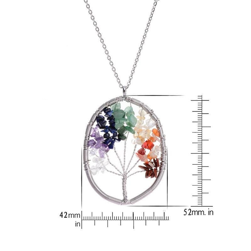 Tree of Life Necklace 7 Chakra Stone Beads Natural Citrine Amethyst Amethyst Necklace Leather Chains Women Christmas Gifts