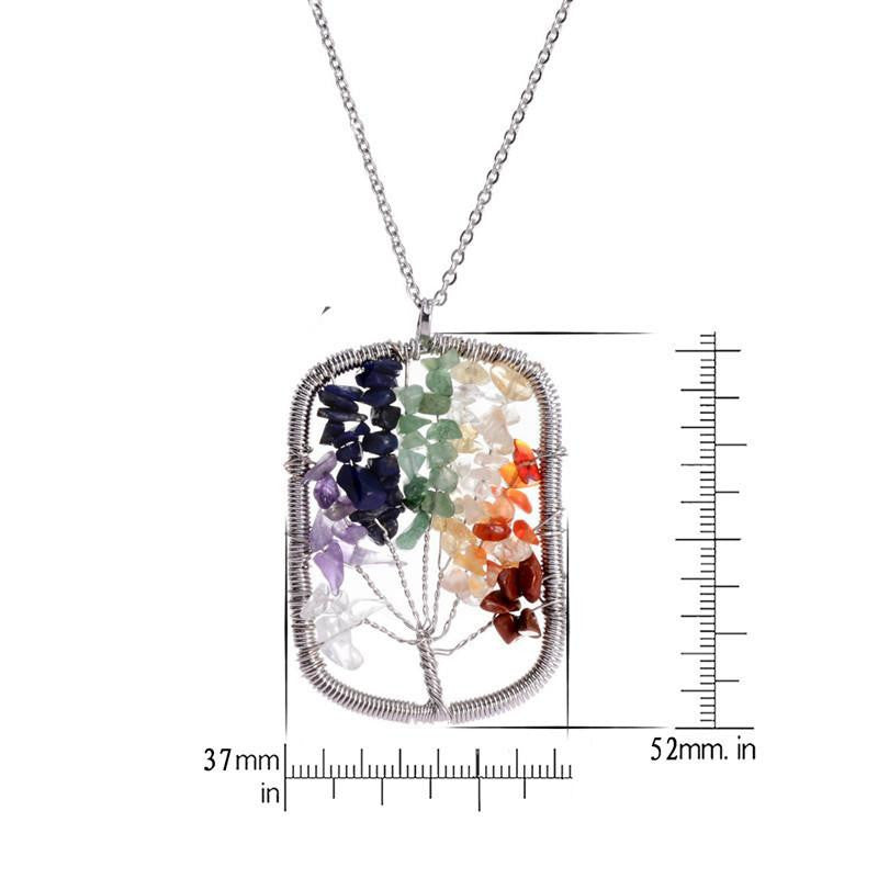 Tree of Life Necklace 7 Chakra Stone Beads Natural Citrine Amethyst Amethyst Necklace Leather Chains Women Christmas Gifts