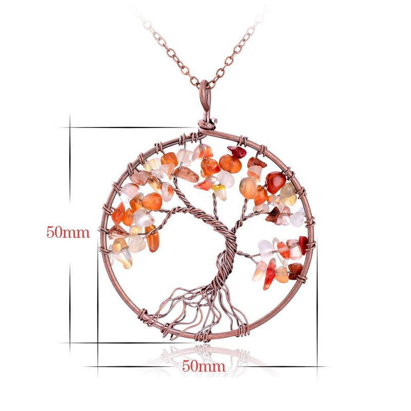 Tree of Life Necklace 7 Chakra Stone Beads Natural Citrine Amethyst Amethyst Necklace Leather Chains Women Christmas Gifts