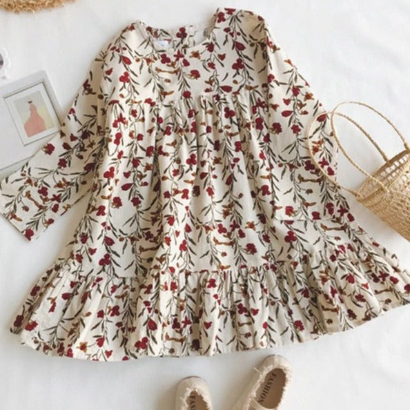 Children Clothing Dress New Lovely  Princess Dress Printing Flowers Kids Dresses Girls Dress