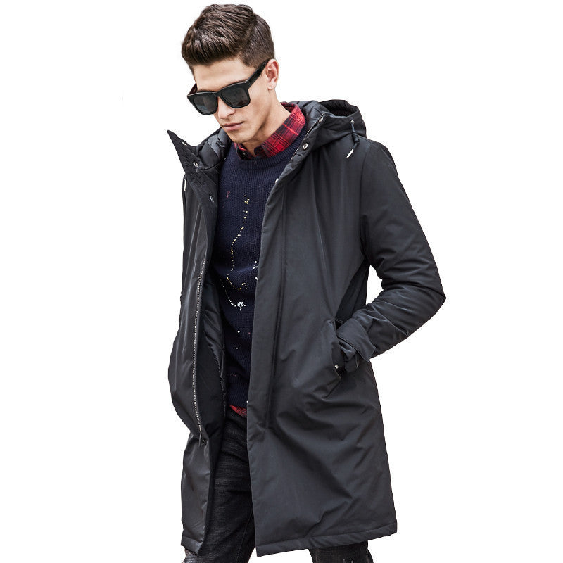 Pioneer Camp long thicken Jacket men brand clothing male cotton coat top black down Parkas men 611801