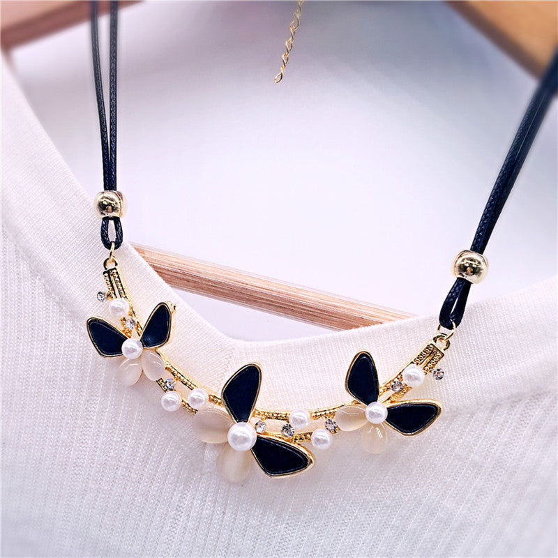 Online discount shop Australia - Luxury Imitation blue diomands rhinestone gem crystal peacock feather rope statement necklace fashion jewelry