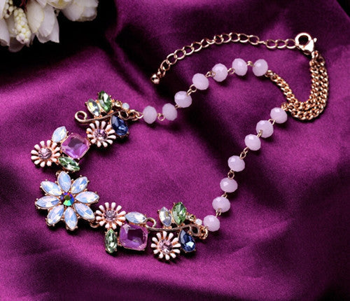 Online discount shop Australia - Luxury Imitation blue diomands rhinestone gem crystal peacock feather rope statement necklace fashion jewelry