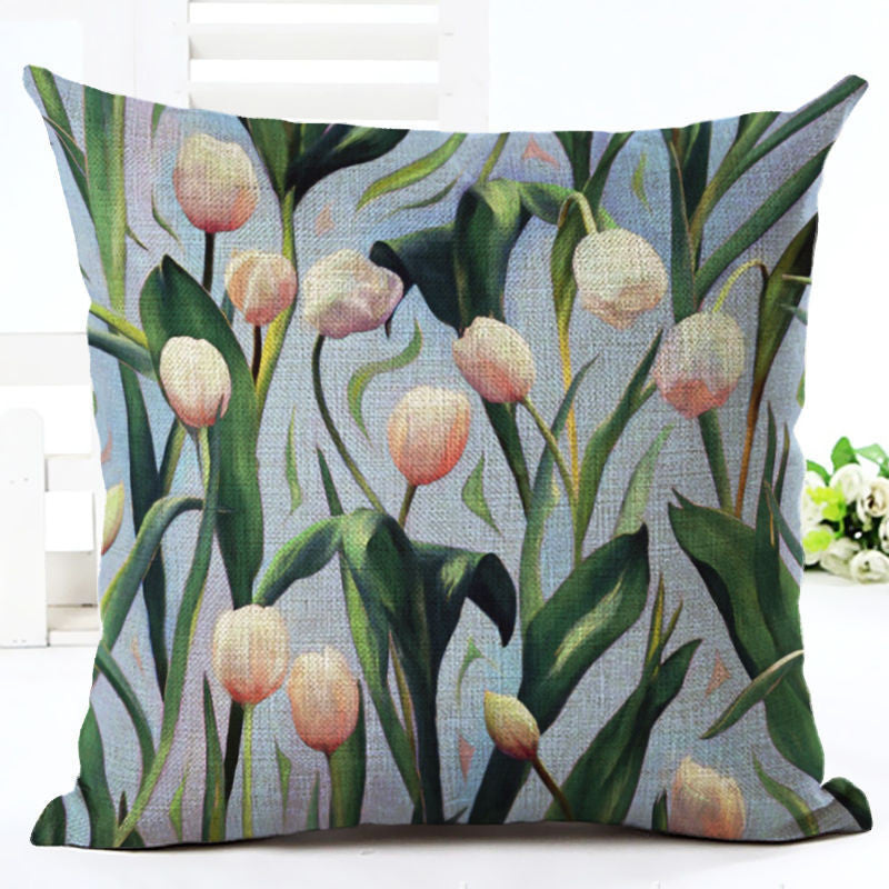 Online discount shop Australia - Green Tropical Plant Leave Birds Pillow Cover Colorful Flower Cushion Cover Car Sofa Home Decoration