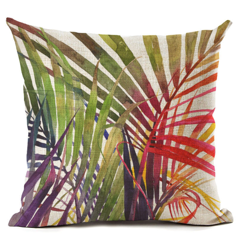 Online discount shop Australia - Green Tropical Plant Leave Birds Pillow Cover Colorful Flower Cushion Cover Car Sofa Home Decoration