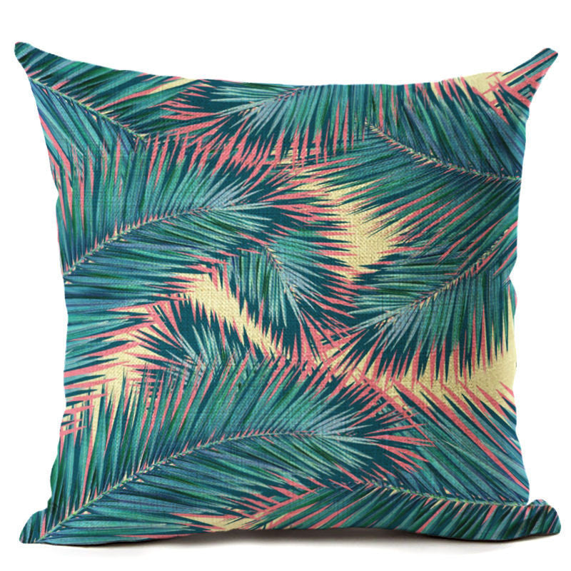 Online discount shop Australia - Green Tropical Plant Leave Birds Pillow Cover Colorful Flower Cushion Cover Car Sofa Home Decoration