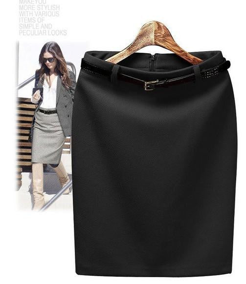 Wool Pencil Skirt Women's Formal OL Wear to work Medium-long High Waist Skirt with Belt SKT365