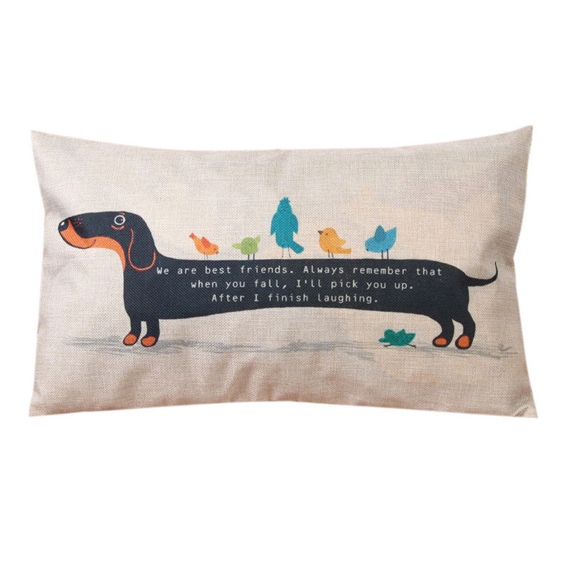 Online discount shop Australia - 30X50cm Dachshund Dog Cushion Cover Sausage Dog Puppy Pillow Case Pillow Cover Dog Cushion Covers Sofa Thick Cotton Linen Pillow