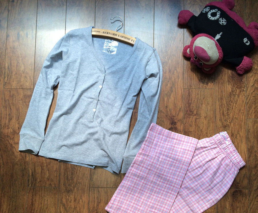 Online discount shop Australia - 100% cotton pajamas for women pijamas simple ladies long sleeved casual pajamas Sets pyjamas women sleepwear