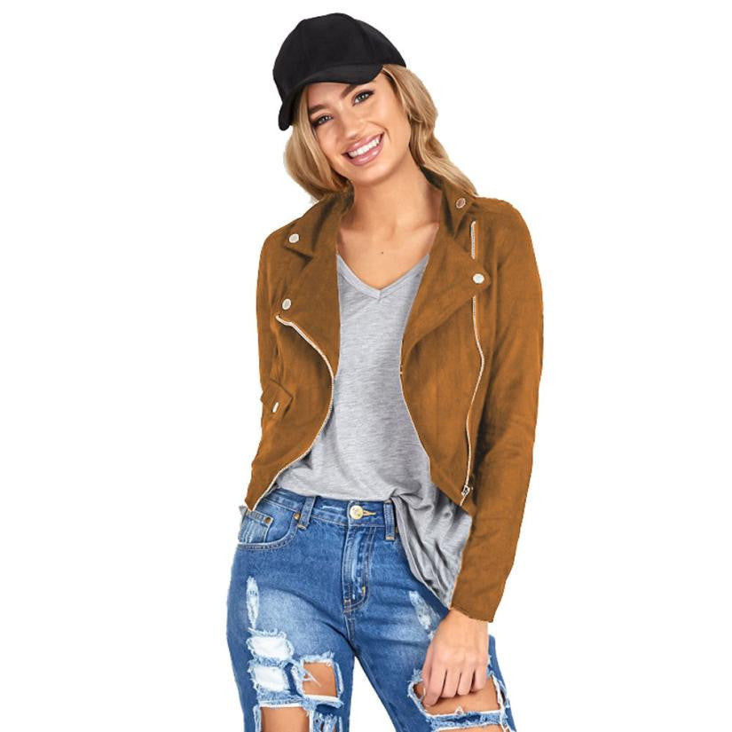 Online discount shop Australia - Cowgirl Slim Biker Motorcycle Faux Leather Zippr Jacket Women Cool Punk Suede Clothing Coat Outwear Aug19