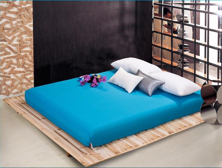 solid color sheets fitted bed sheet elastic mattress cover bed linen bedspread polyester cotton single twin full queen