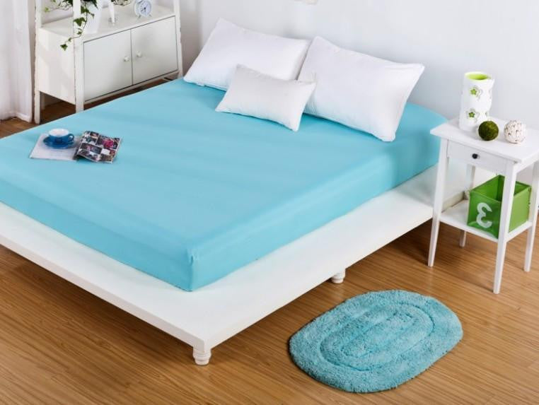 solid color sheets fitted bed sheet elastic mattress cover bed linen bedspread polyester cotton single twin full queen