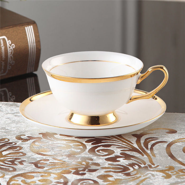 Noble Luxury Bone Coffee Cup And Saucer Spoon Set Ceramic Mug 200ml Advanced Porcelain Tea Cup Tray For Gift Cafe Party