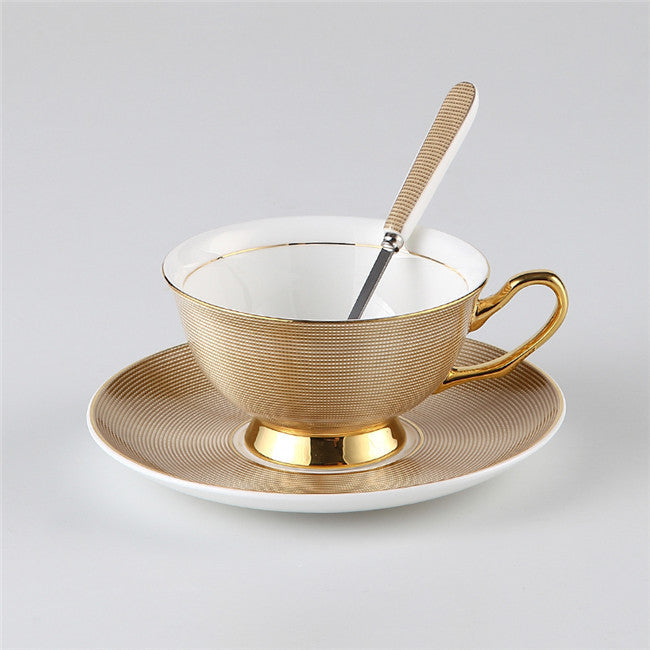 Noble Luxury Bone Coffee Cup And Saucer Spoon Set Ceramic Mug 200ml Advanced Porcelain Tea Cup Tray For Gift Cafe Party
