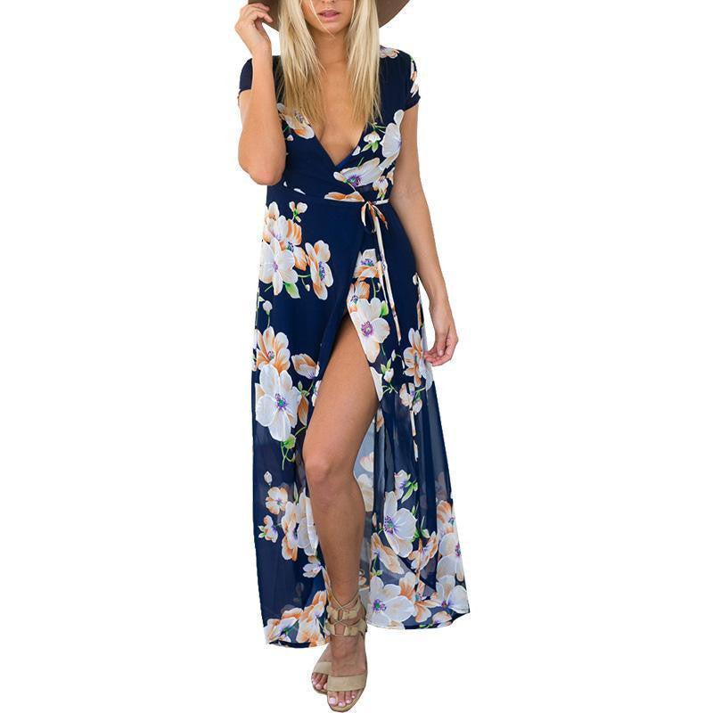 floral summer dress Maxi wedding party dress women Boho v neck vintage dresses vestidos
