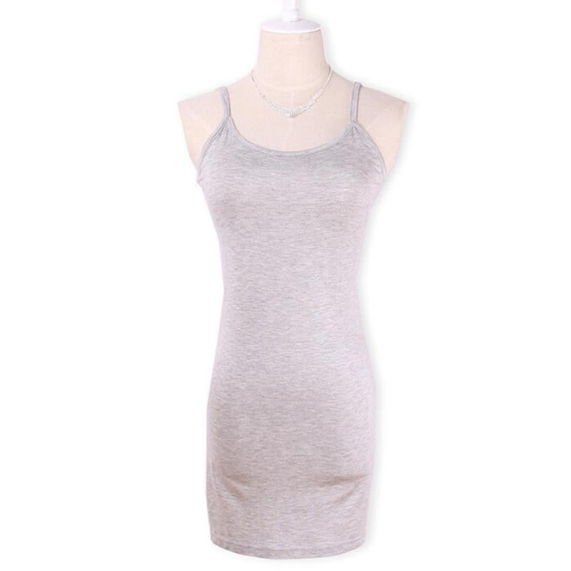 Women Stretchy Camisole Spaghetti Strap Long Tank Top Mini Wrap Blouse Casual Slip Vest Female