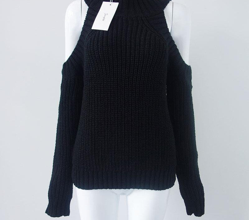 turtleneck off shoulder knitted sweater women fashion tricot pullover jumpers sexy oversized sweater