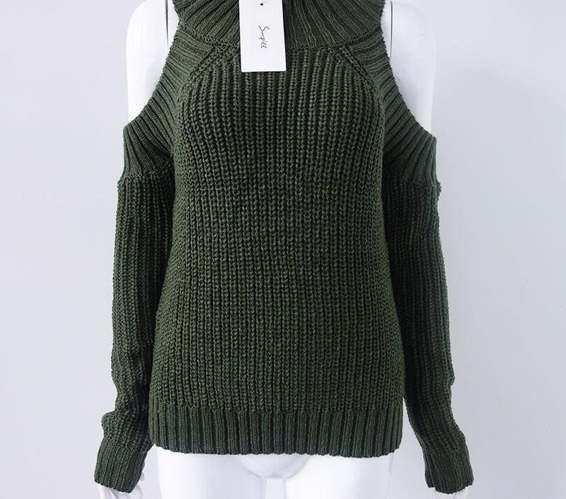 turtleneck off shoulder knitted sweater women fashion tricot pullover jumpers sexy oversized sweater