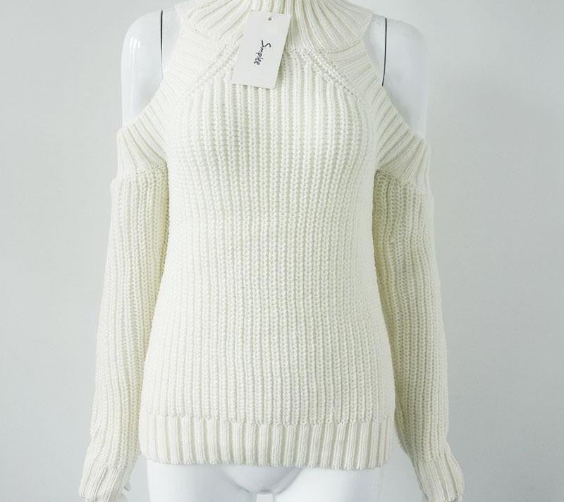 turtleneck off shoulder knitted sweater women fashion tricot pullover jumpers sexy oversized sweater