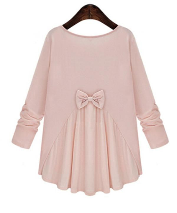Online discount shop Australia - 5XL Women   Fashion Bow O-neck Ruffles Blouse Long Sleeve Solid Women Shirts Casual All-match Plus Size Tops