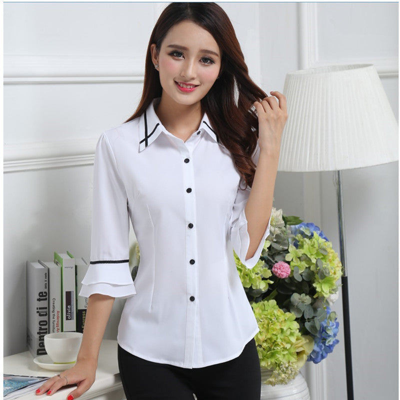 Online discount shop Australia - Chiffon Blouse Shirts Women Tops Plus Size Women Clothing White Lace Blouses