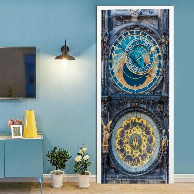 Landscape Door Stickers 3D Removable Adhesive Wallpaper Art Murals for Doors Bibliotheque Modern Home Decor