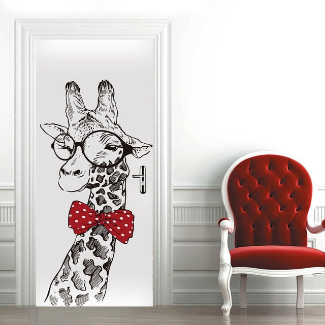 Landscape Door Stickers 3D Removable Adhesive Wallpaper Art Murals for Doors Bibliotheque Modern Home Decor