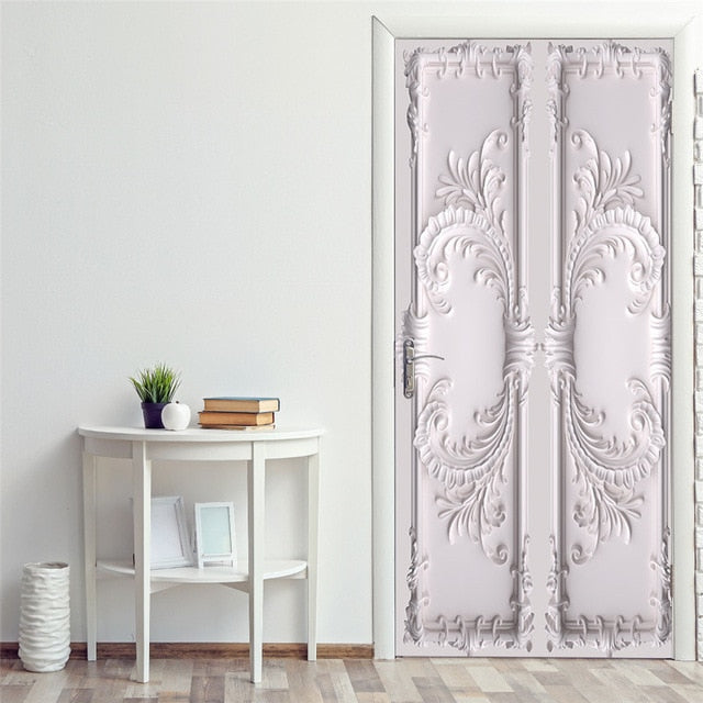 Landscape Door Stickers 3D Removable Adhesive Wallpaper Art Murals for Doors Bibliotheque Modern Home Decor