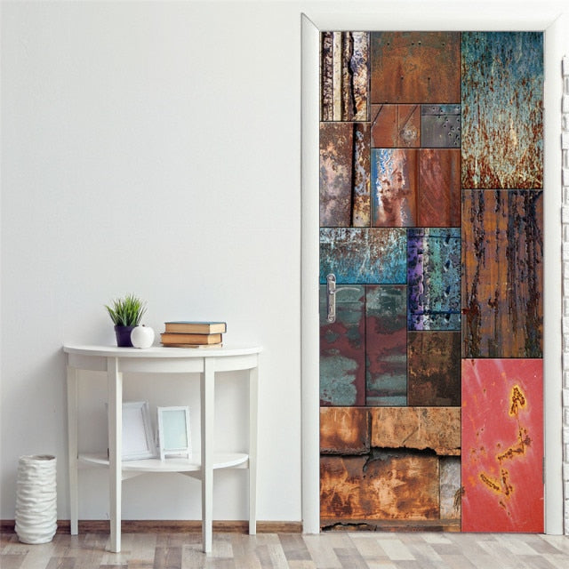 Landscape Door Stickers 3D Removable Adhesive Wallpaper Art Murals for Doors Bibliotheque Modern Home Decor