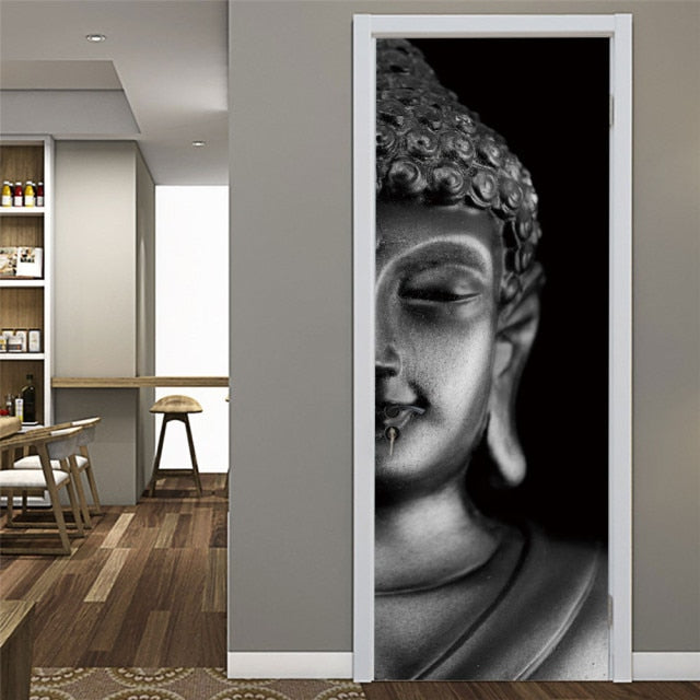 Landscape Door Stickers 3D Removable Adhesive Wallpaper Art Murals for Doors Bibliotheque Modern Home Decor