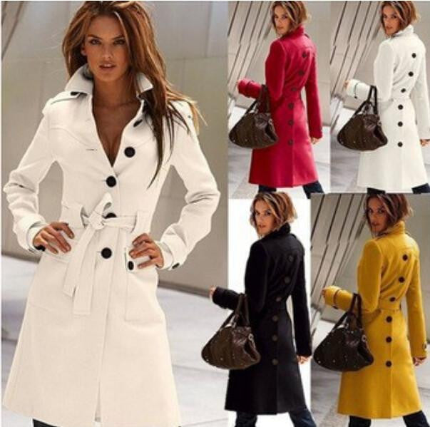 women Woolen cloth coat long sleeve pure color Open fork coat High Women's clothing coat