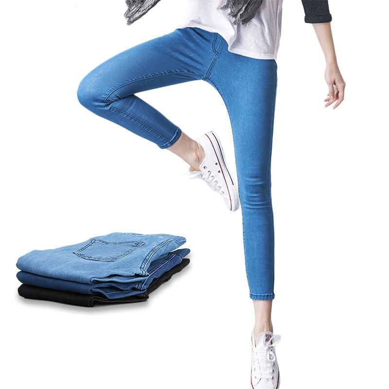 Online discount shop Australia - Casual Women Jeans Pant Slim Stretch Cotton Denim Trousers jeans for woman Blue 4xl 5xl 6xl